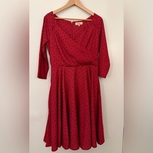 Timeless London Red and Black Polka Dot 3/4 Sleeve Dress